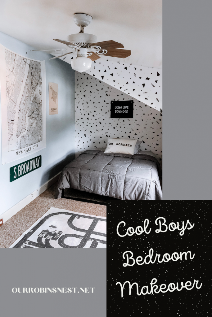Pin this image- Cool Boys Bedroom Makeover