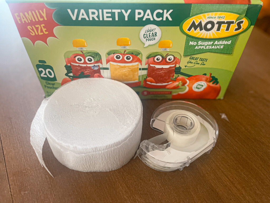 DIY Mummy Applesauce Pouches supplies