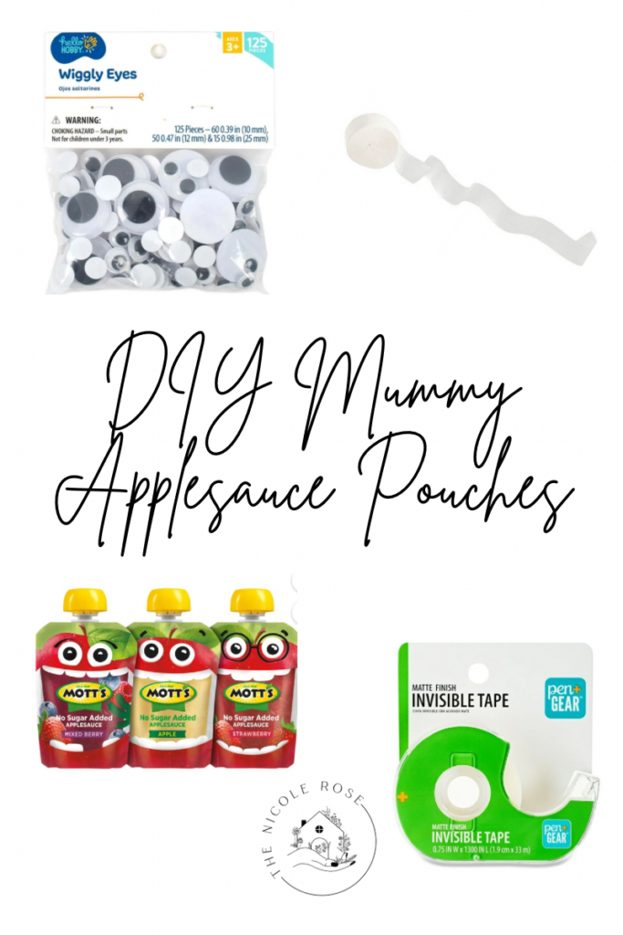 DIY Mummy Applesauce Pouches supplies