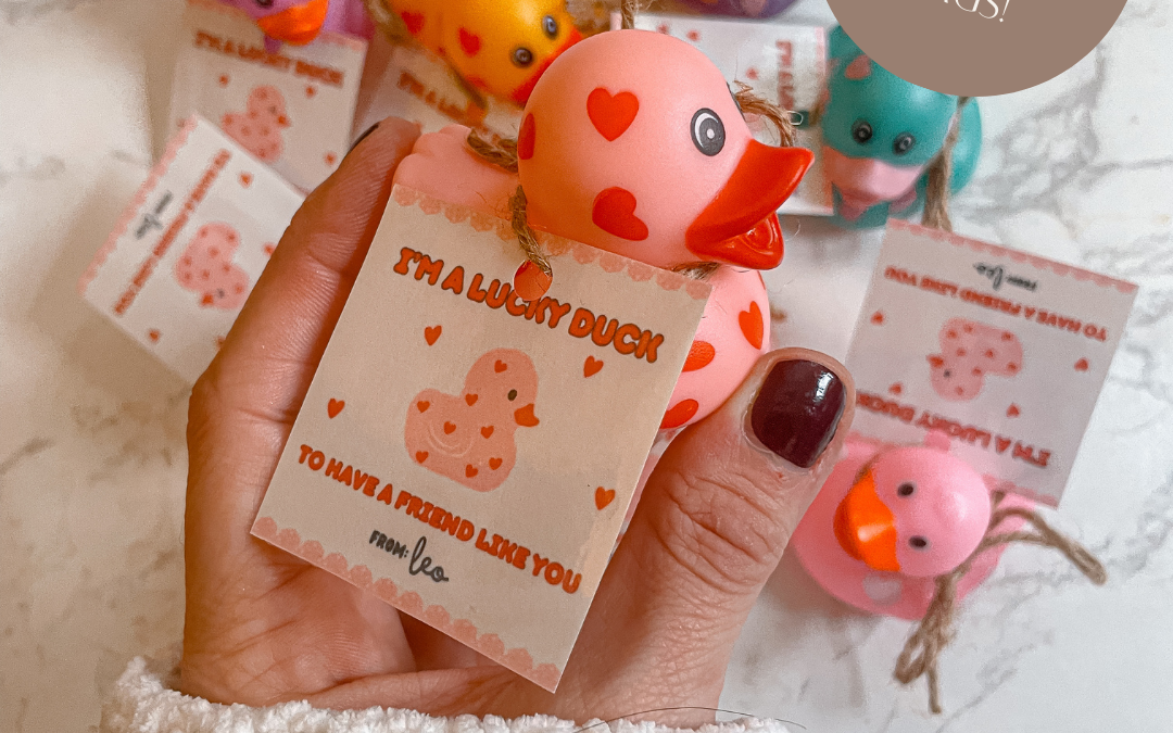 Mini Rubber Duckies as Classroom Valentines + Free Printable Tag