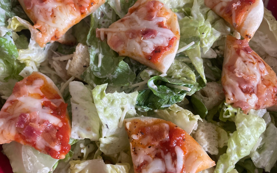 Girl Dinner Caesar Salad with Mini Pizzas